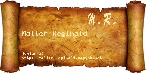 Maller Reginald névjegykártya
